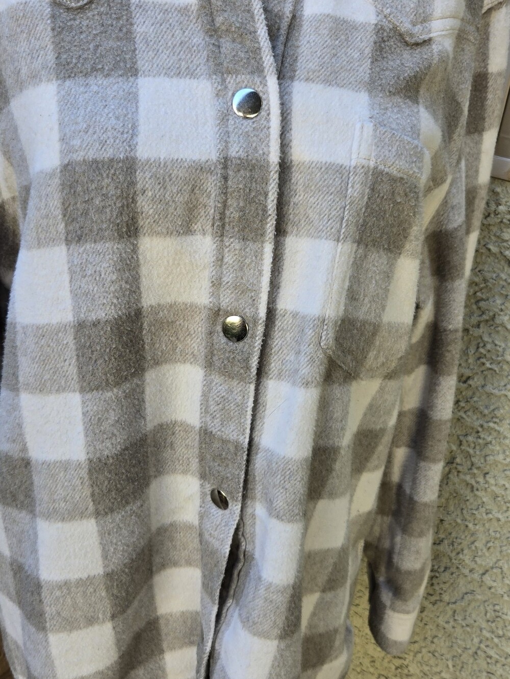 Rails Tripp Ivory Rain Plaid Button-Up Shacket - Beige & White - Picture 4 of 10
